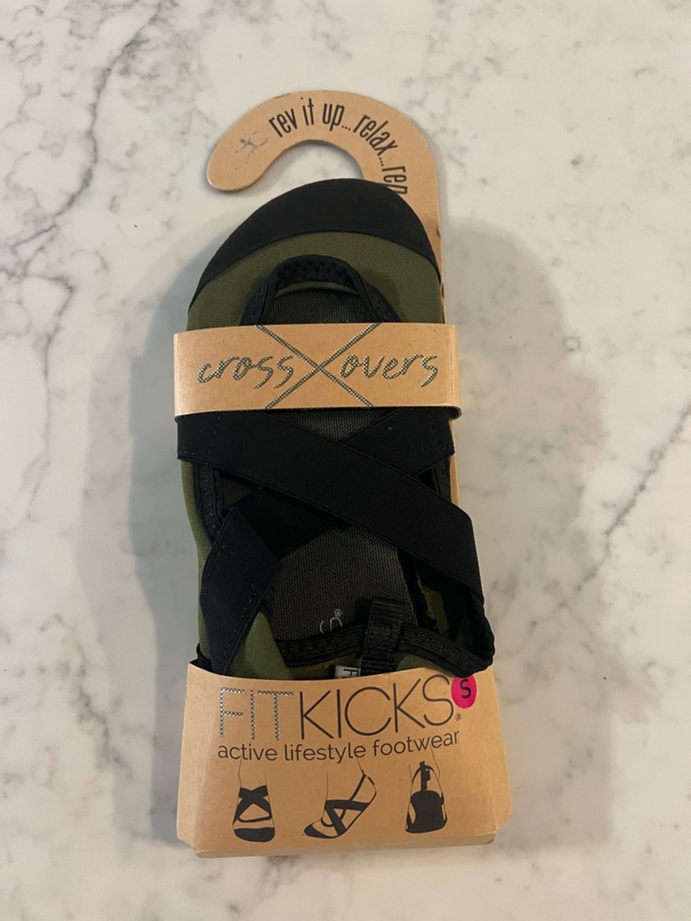 New FitKicks Active Footwear Olive & Black Cross Overs Small 5.5 - 6.5 shoe